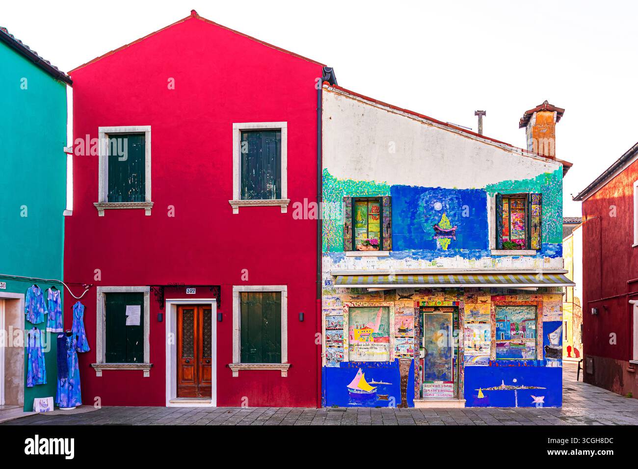 Les couleurs vives des bâtiments de Burano Banque D'Images