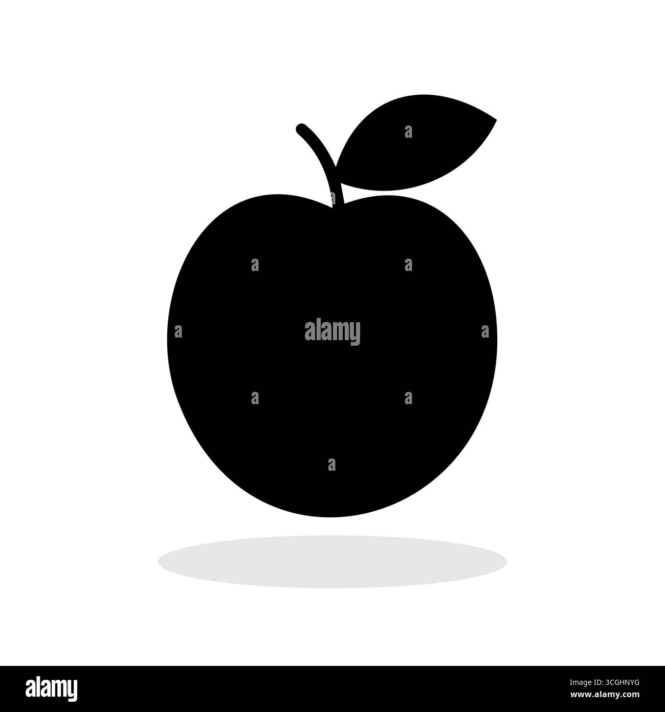Silhouette de pomme noire. Icône Apple isolé sur fond blanc. Illustration de Vecteur