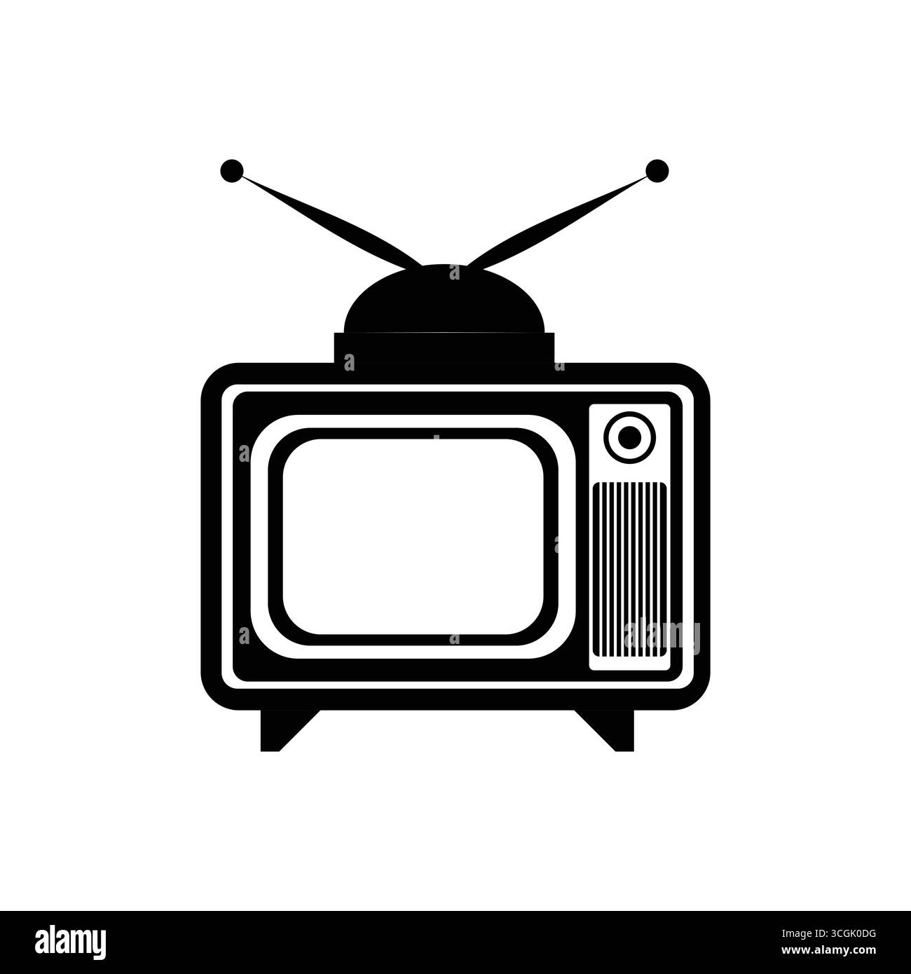 Vintage Television Silhouette Vector en blanc et noir sur fond blanc Illustration de Vecteur