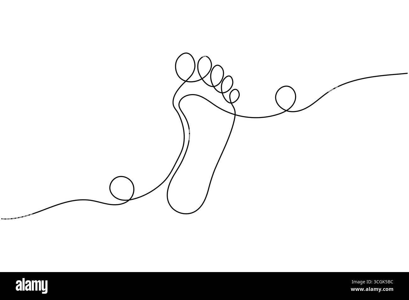 Art d'une seule ligne d'un pied humain avec des lignes tourbillonnantes 1 Illustration de Vecteur