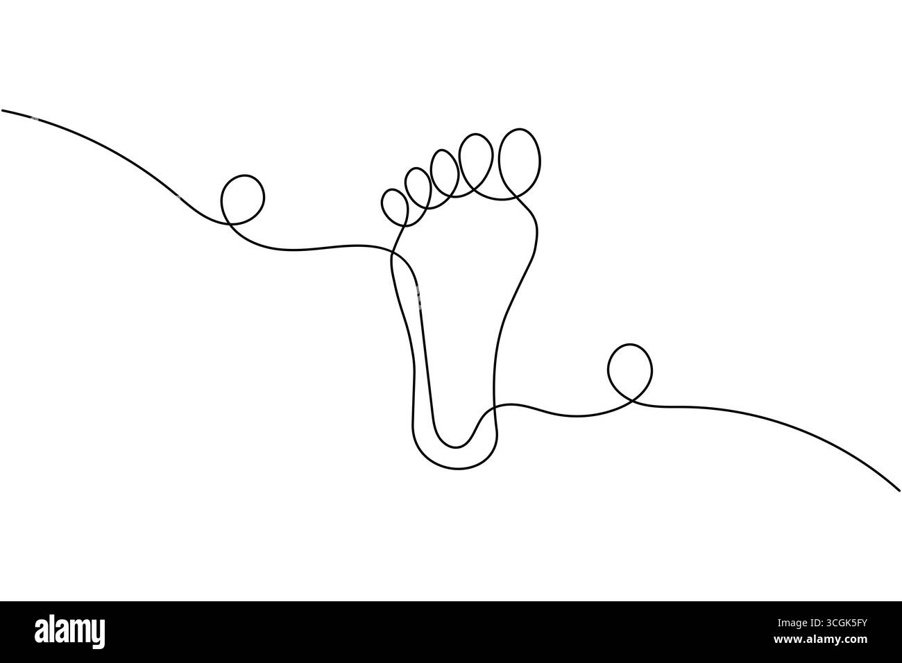 Dessin au trait continu unique d'une plante de pied humaine 1 Illustration de Vecteur