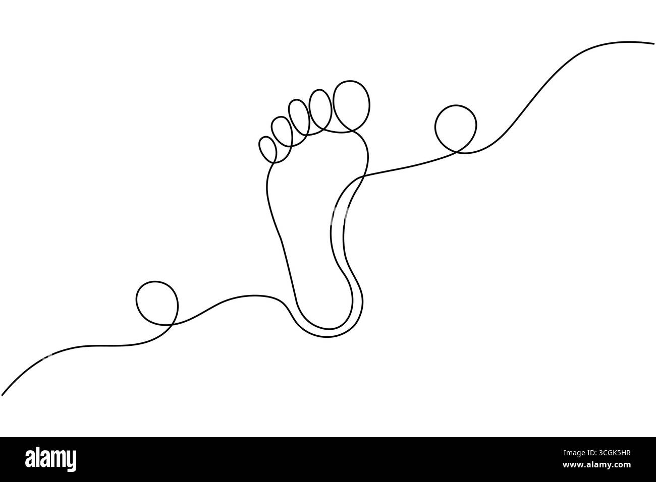 Art d'une seule ligne d'un pied humain avec des lignes fluides Illustration de Vecteur