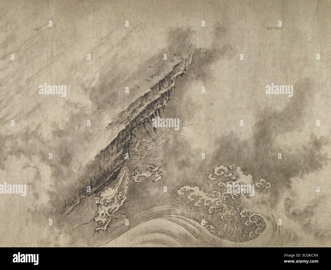 Dragon émergeant sous une falaise, de “Eleven Dragons” — attribué à Chen Rong, Southern Song, Freer Gallery of Art Banque D'Images