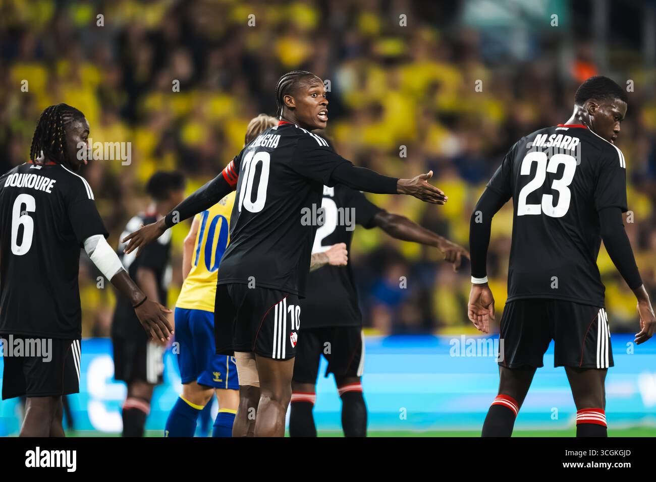 Broendby, Danemark. 28 août 2025. Emanuel Emegha (10 ans) de Strasbourg vu lors du match de qualification de la Ligue des conférences de l'UEFA entre Broendby IF et Strasbourg au Broendby Stadion à Broendby. Crédit : Gonzales photo/Alamy Live News Banque D'Images