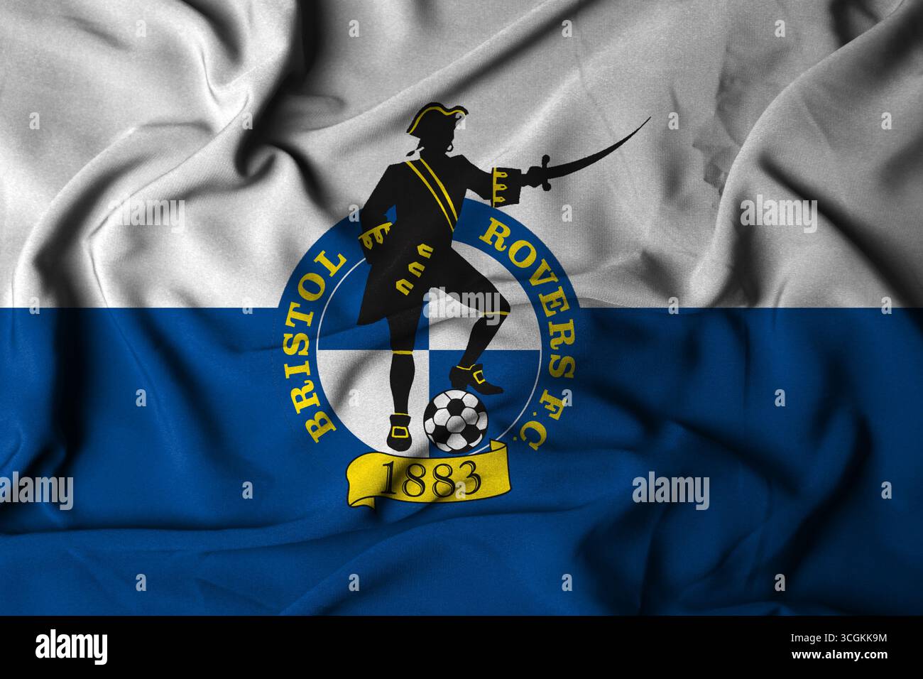 Pringsewu, Lampung ; 29 août 2025 ; texture du logo du drapeau ondulé du club de football des Bristol Rovers en EFL League Two Banque D'Images