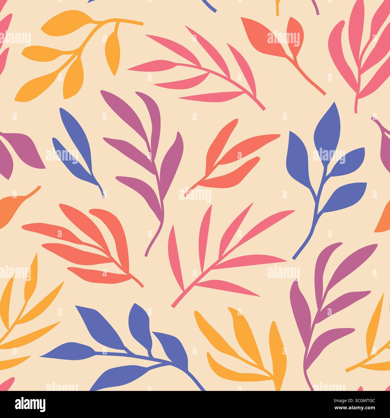 modèle sans couture avec des feuilles colorées, illustration vectorielle de fond de nature Illustration de Vecteur