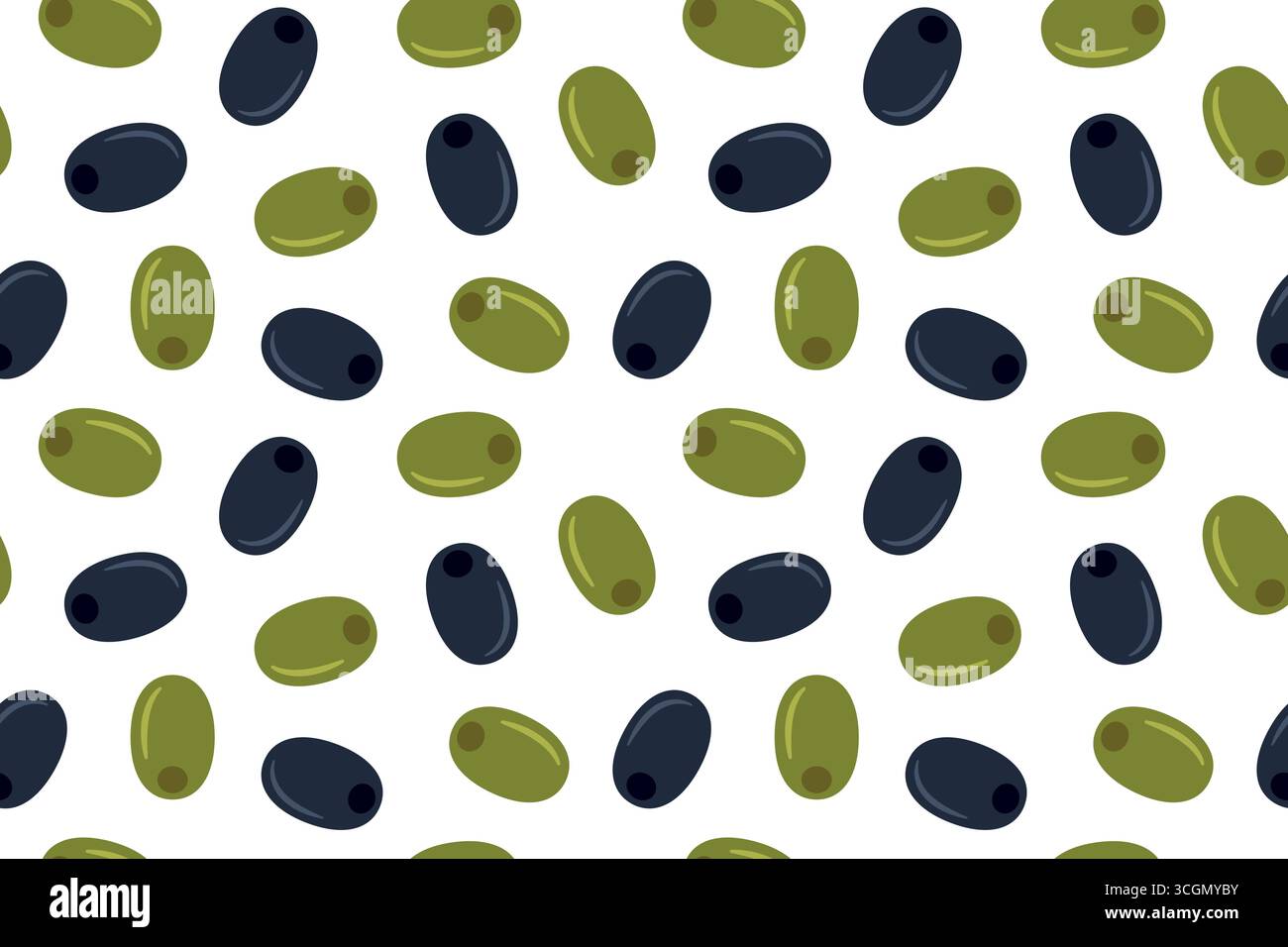 modèle sans couture avec des olives dénoyautées vertes et noires, parfait pour l'emballage alimentaire, les menus de restaurant, les vêtements de cuisine, la décoration intérieure et la papeterie-vecteur Illustration de Vecteur