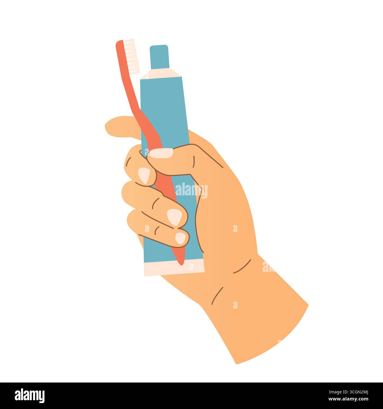 main tenant brosse à dents et dentifrice - illustration vectorielle Illustration de Vecteur
