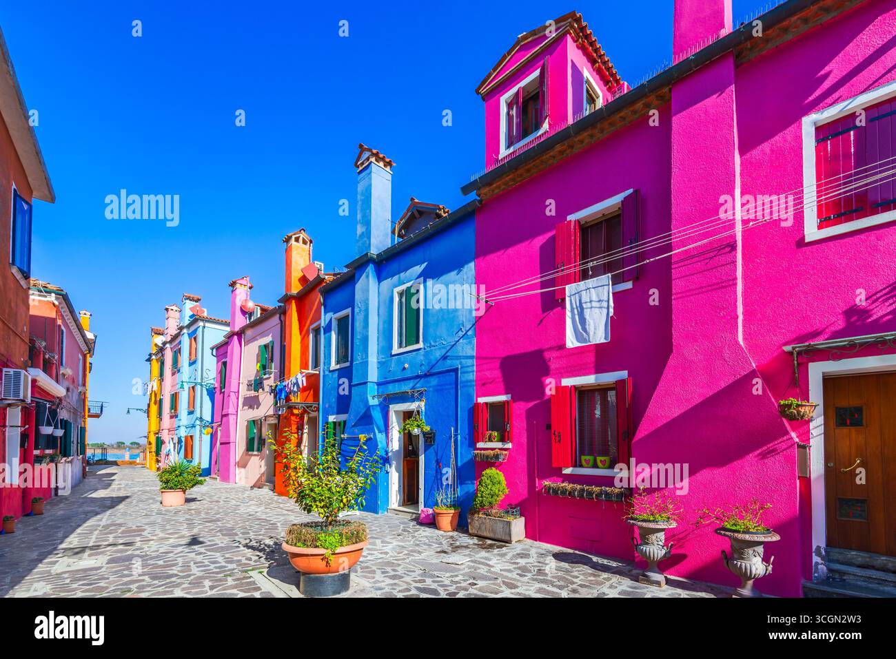 Venise, Italie. Image avec maison colorée sur l'île de Burano Banque D'Images