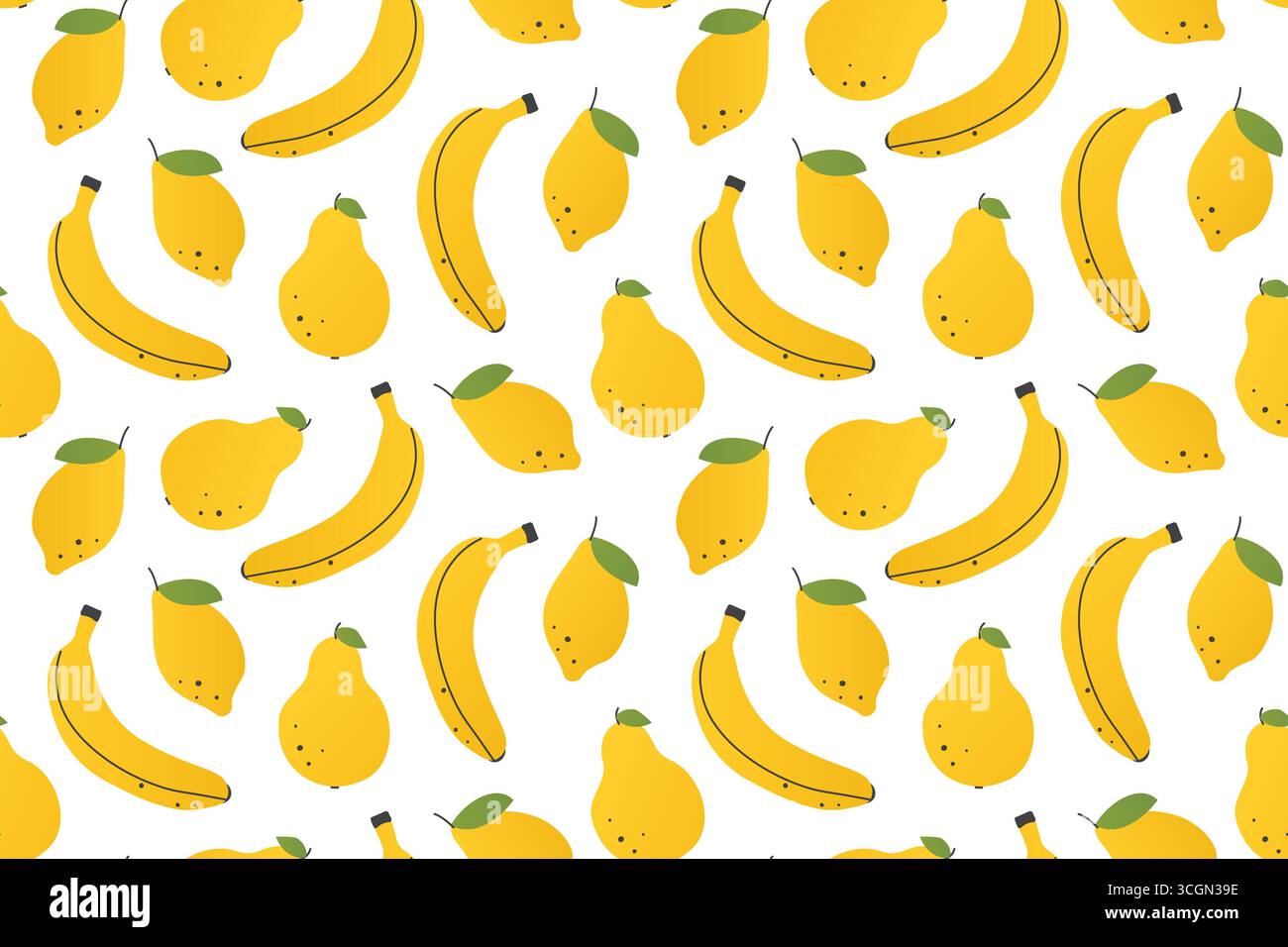 motif d'été jaune sans couture avec banane, citron, fruits de poire, parfait pour les nappes, papiers peints, articles de papeterie et design pour les événements d'été ou Illustration de Vecteur