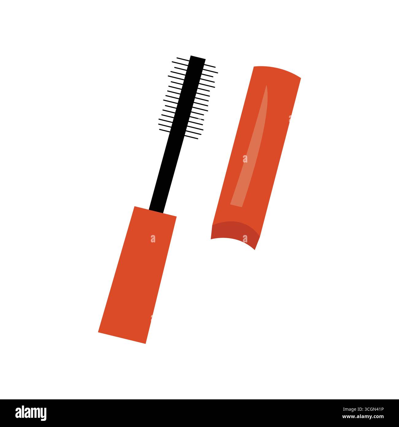 Illustration vectorielle minimaliste de tube de mascara ouvert avec brosse, isolé. Illustration de Vecteur