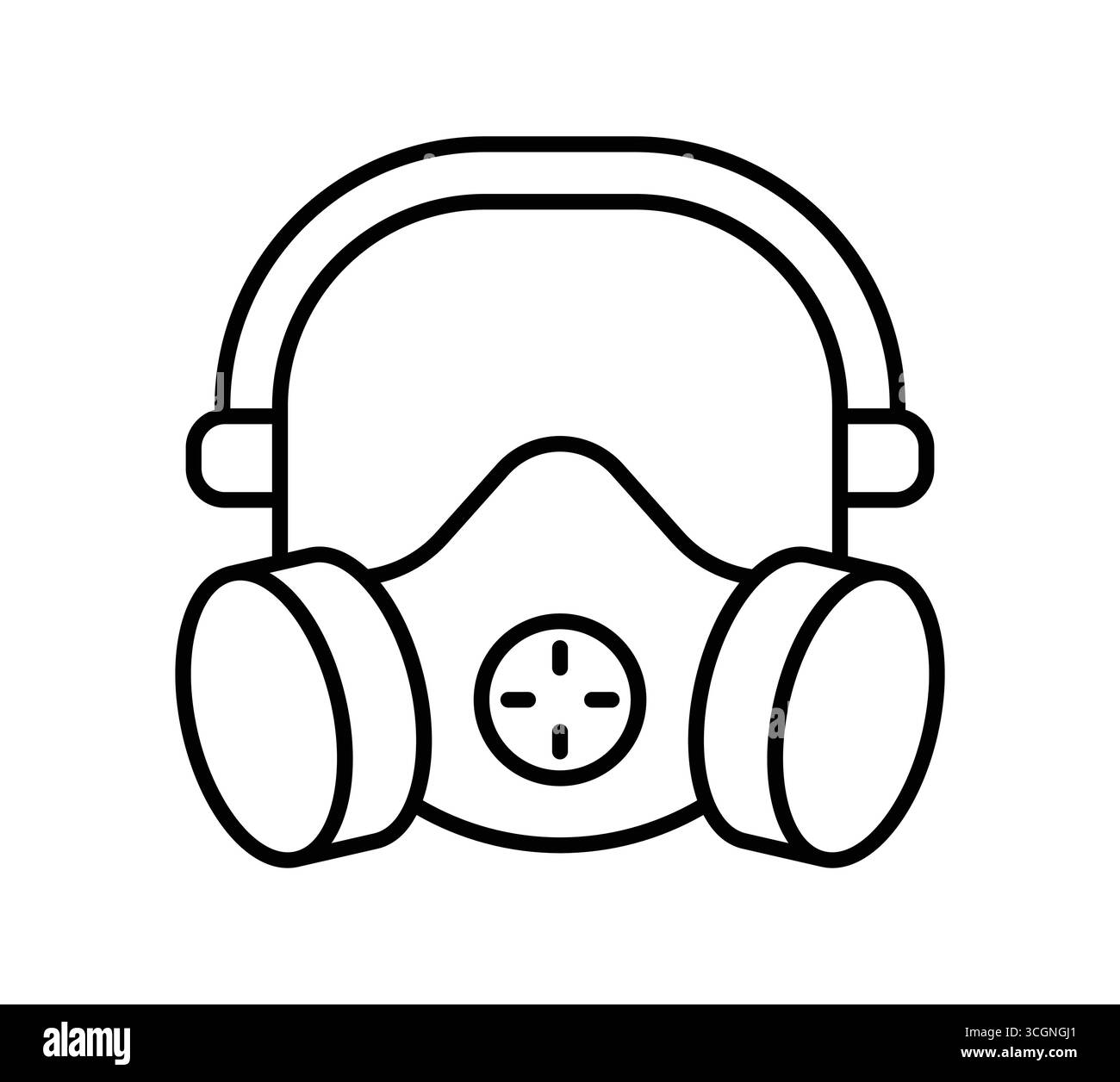 Cette illustration au trait représente un masque à gaz de sécurité conçu pour la protection contre les matières dangereuses, mettant l'accent sur la santé et la sécurité environnementale. Illustration de Vecteur