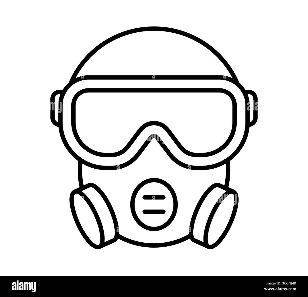 Cette illustration présente un simple dessin au trait d'un masque de protection à gaz, mettant l'accent sur la sécurité et la protection dans les environnements dangereux. Parfait pour lui Illustration de Vecteur