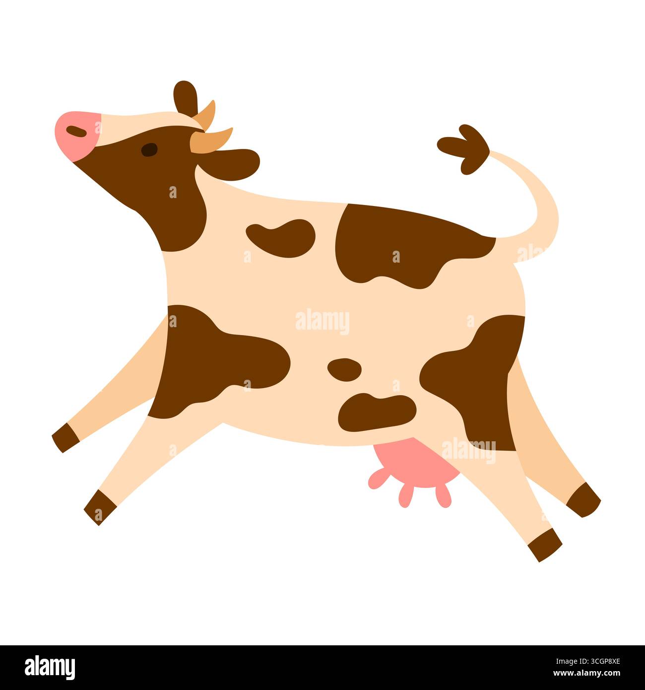 Vache laitière tachetée ludique sautant avec queue courbée et pis visible, style plat simple, isolé sur blanc. Idéal pour la ferme, le lait et les projets pour enfants Illustration de Vecteur Vache laitière tachetée ludique sautant avec queue courbée et pis visible, style plat simple, isolé sur blanc. Idéal pour la ferme, le lait et les projets pour enfants Illustration de Vecteur