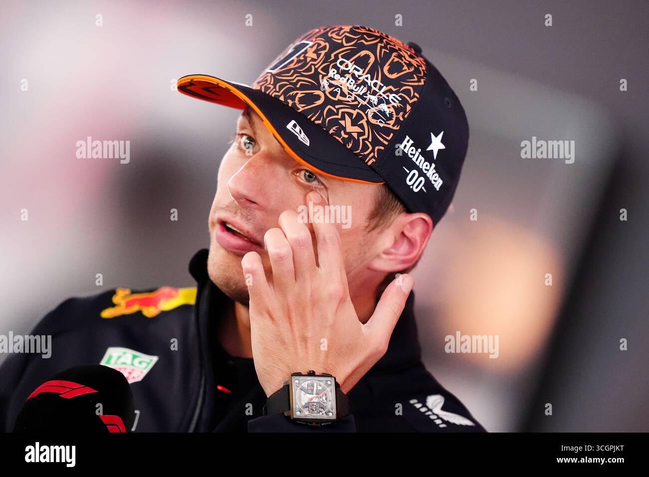 Max Verstappen de Red Bull Racing après 2e entraînement au circuit Zandvoort, Hollande. Date de la photo : vendredi 29 août 2025. Banque D'Images