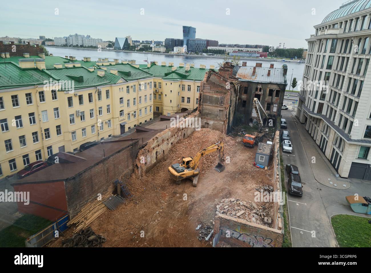 Démolition urbaine et processus de construction dans l'environnement urbain moderne et au-delà Banque D'Images