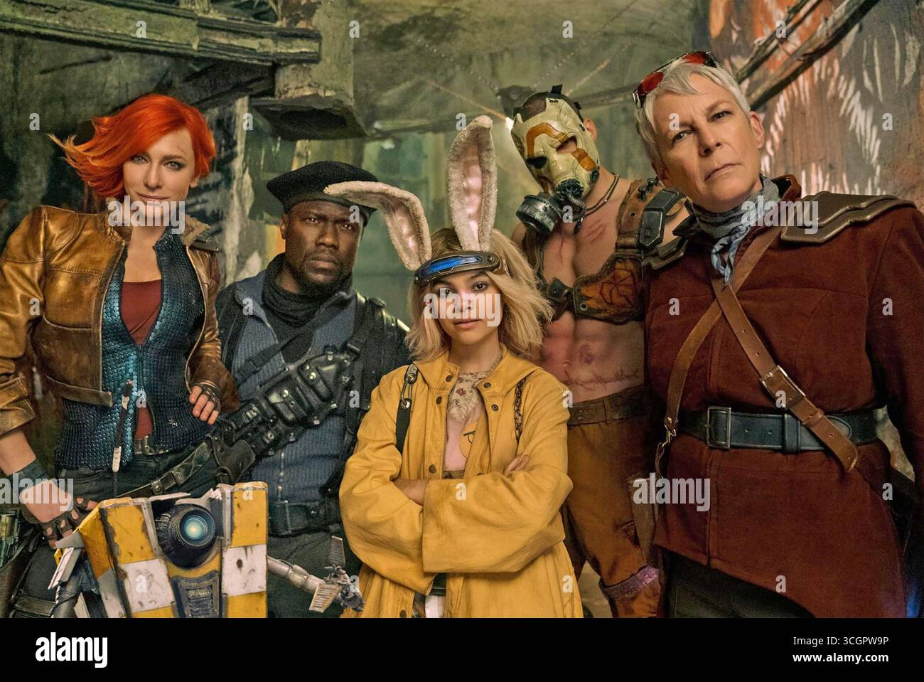 BORDERLANDS 2024 Lionsgate film avec de gauche à droite : Cate Blanchett, Florian Munteanu, Ariana Greenblatt, Kevin Hart, Jamie Lee Curtis Banque D'Images