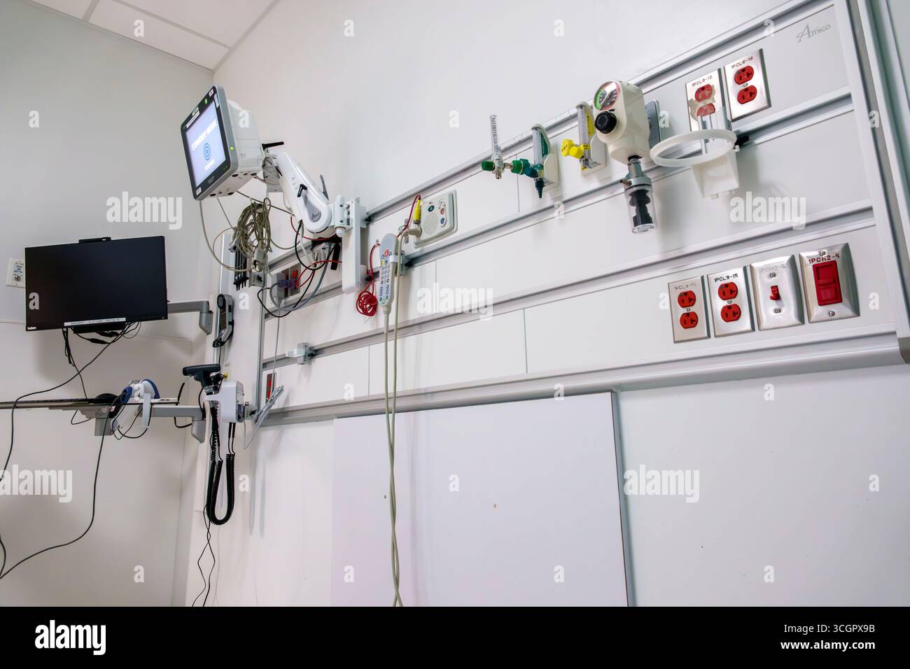 Miami Beach Floride, Mount Mt. Centre hospitalier du Sinaï Medical Center, intérieur, service de salle d'urgence, vue vide de la chambre du patient, dispositifs médicaux m Banque D'Images