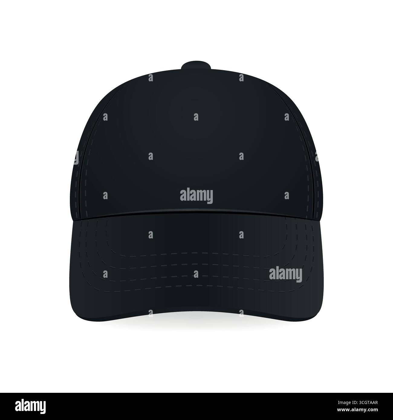 Vector 3d Black Blank Baseball Casquette maquette, isolé. Modèle réaliste de casquette de baseball. Conception de casquette de baseball vectorielle pour l'image de marque, présentation de logo Illustration de Vecteur