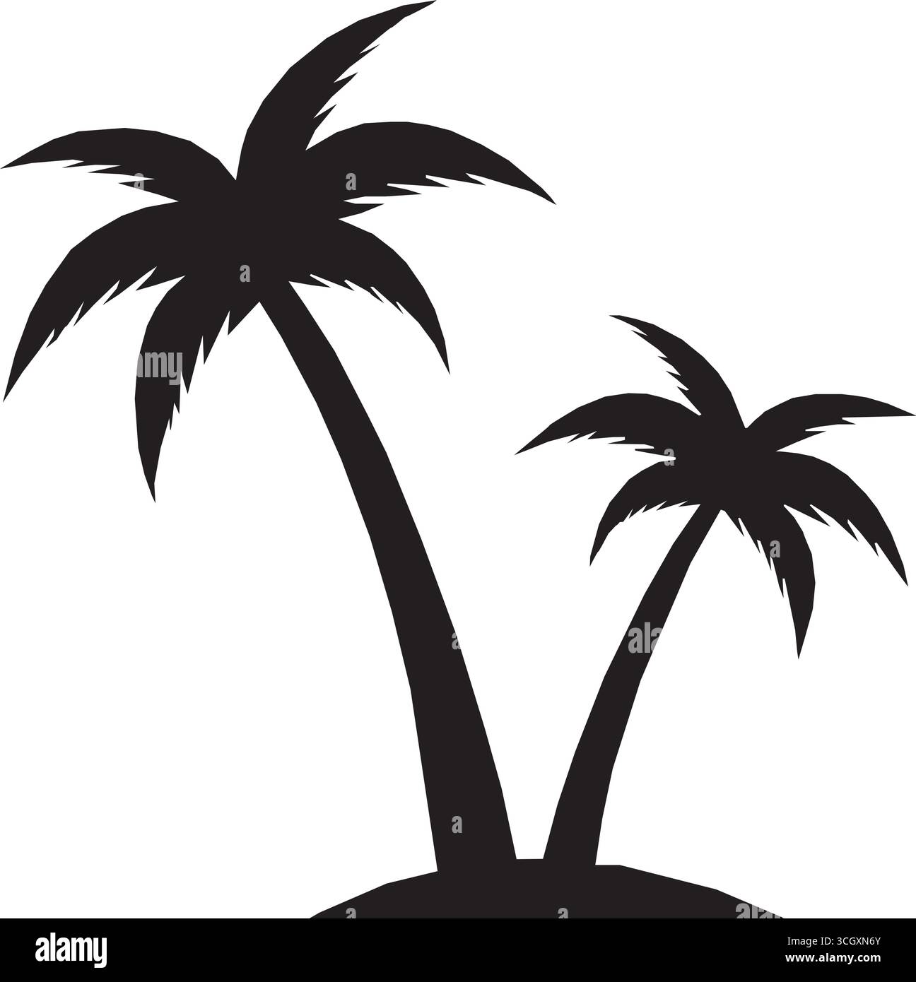 silhouette de deux palmiers. deux arbres sur fond blanc. illustration vectorielle de silhouette. Illustration de Vecteur