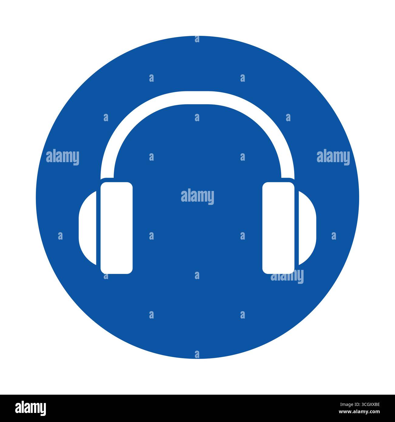 Icône bleue simple avec écouteurs dans un design circulaire, parfait pour représenter la musique, le son et les expériences audio dans les espaces numériques modernes. Illustration de Vecteur
