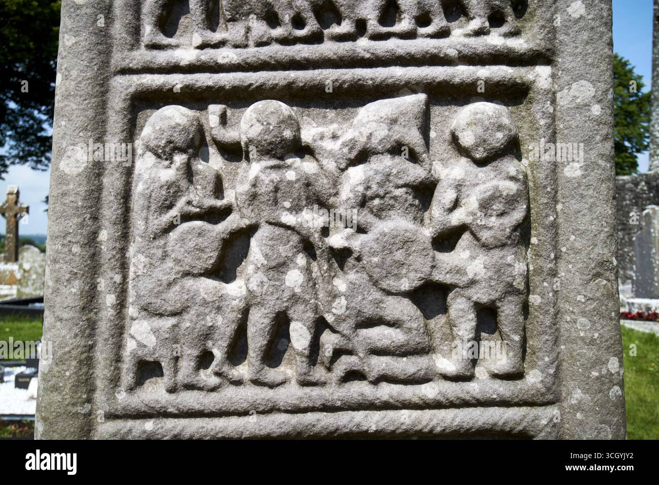 david et goliath détails sur la face est de muiredachs high cross monasterboice ruines début chrétien colonie monastique comté de louth république de irela Banque D'Images
