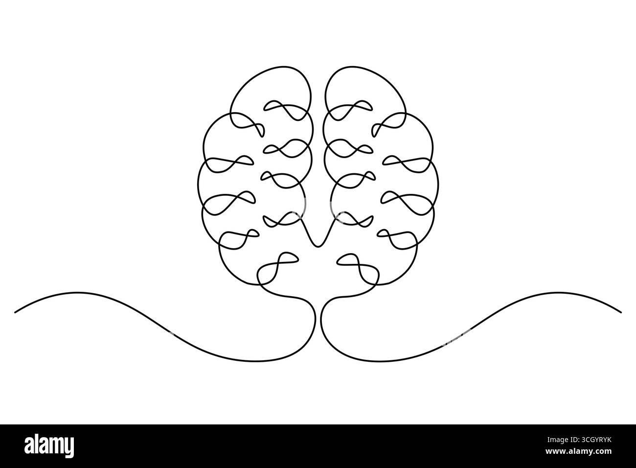 Abstrait Human Brain One Line Art Vector Creative Minimalist Continuous Drawing Design. illustration Illustration de Vecteur
