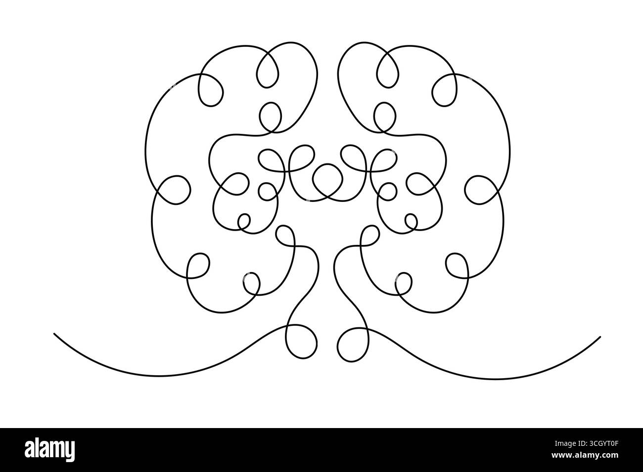 Abstrait Human Brain One Line Art Vector Creative Minimalist Continuous Drawing Design. illustration Illustration de Vecteur