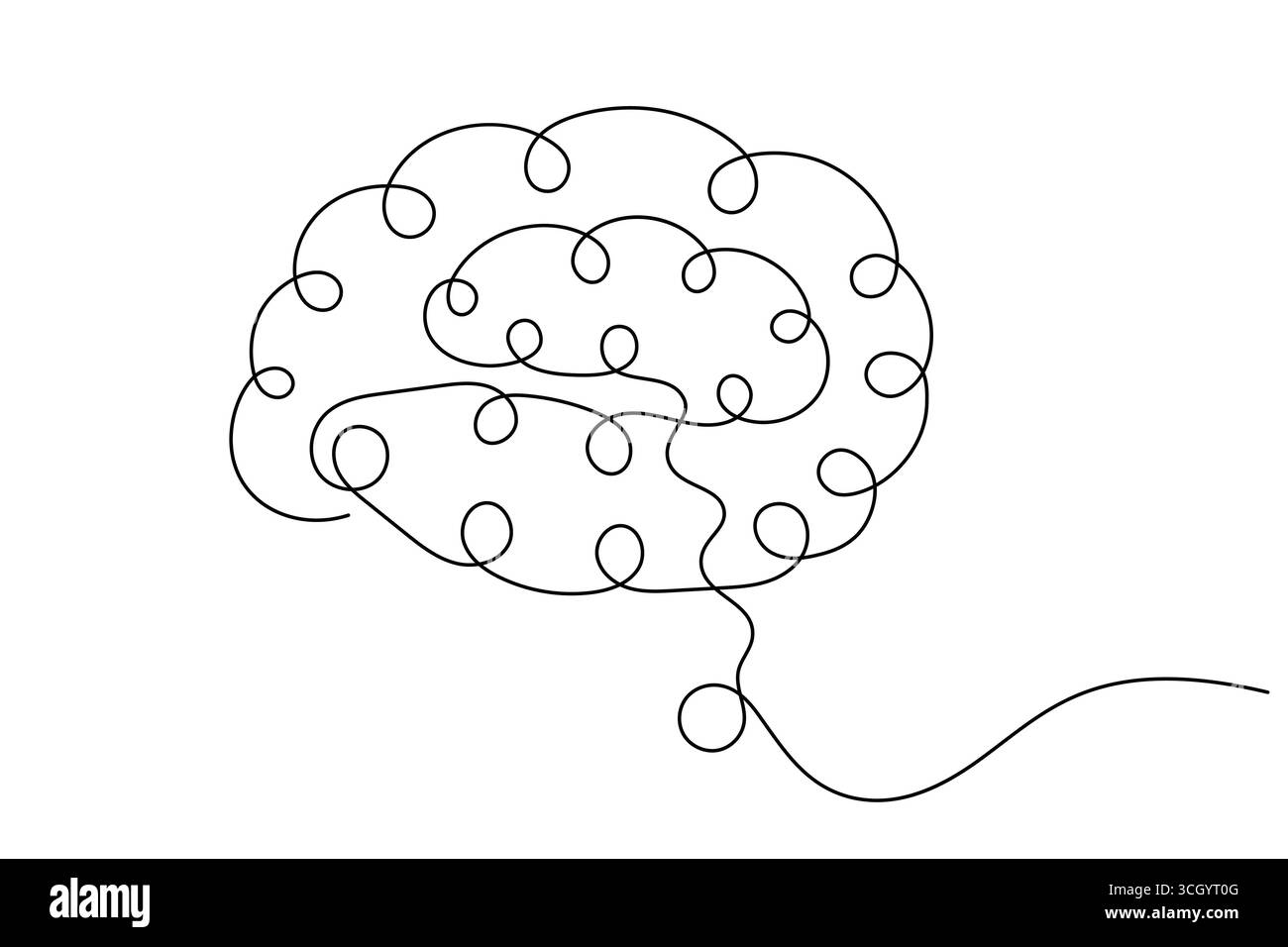 Abstrait Human Brain One Line Art Vector Creative Minimalist Continuous Drawing Design. illustration Illustration de Vecteur