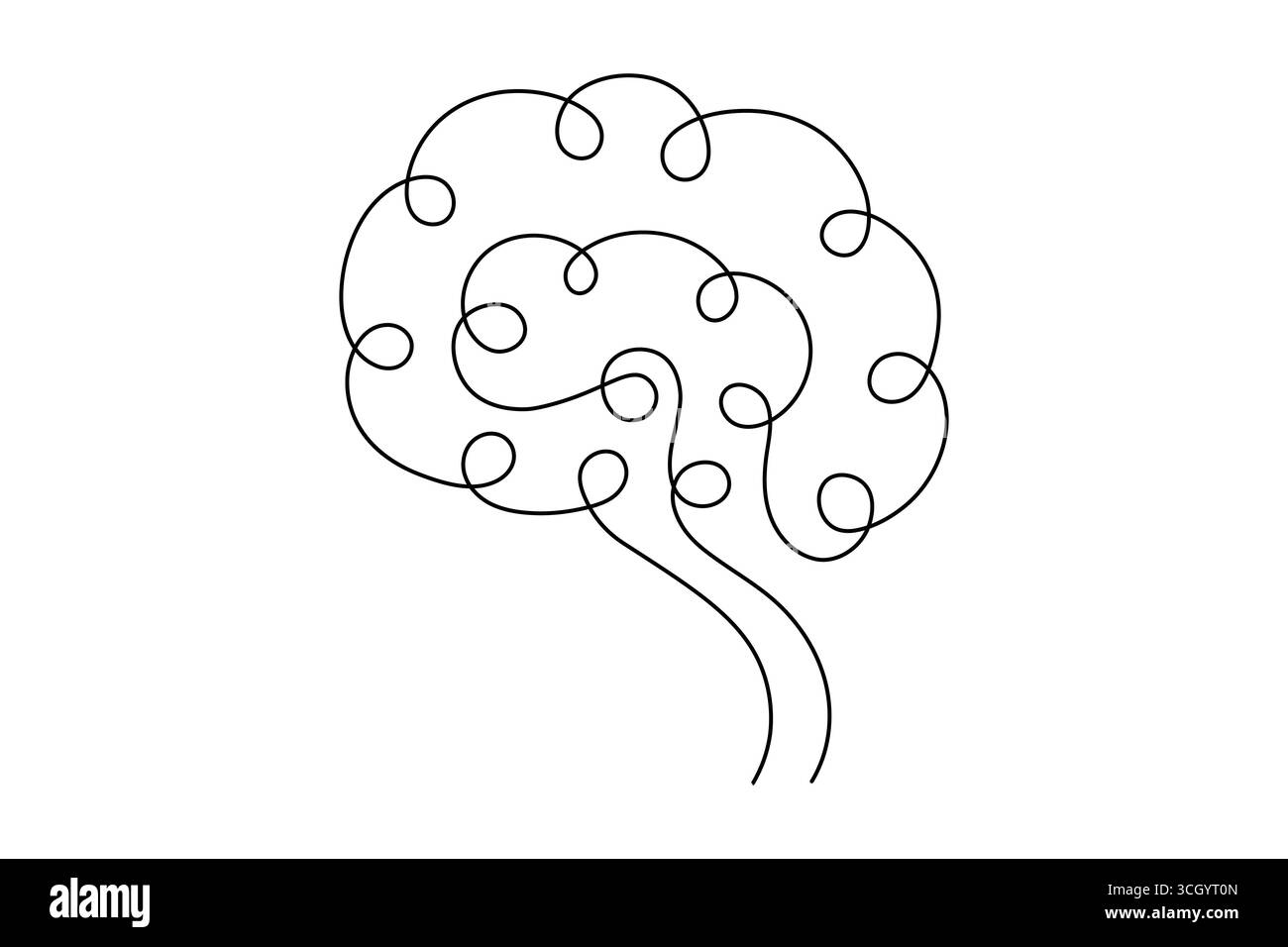 Abstrait Human Brain One Line Art Vector Creative Minimalist Continuous Drawing Design. illustration Illustration de Vecteur