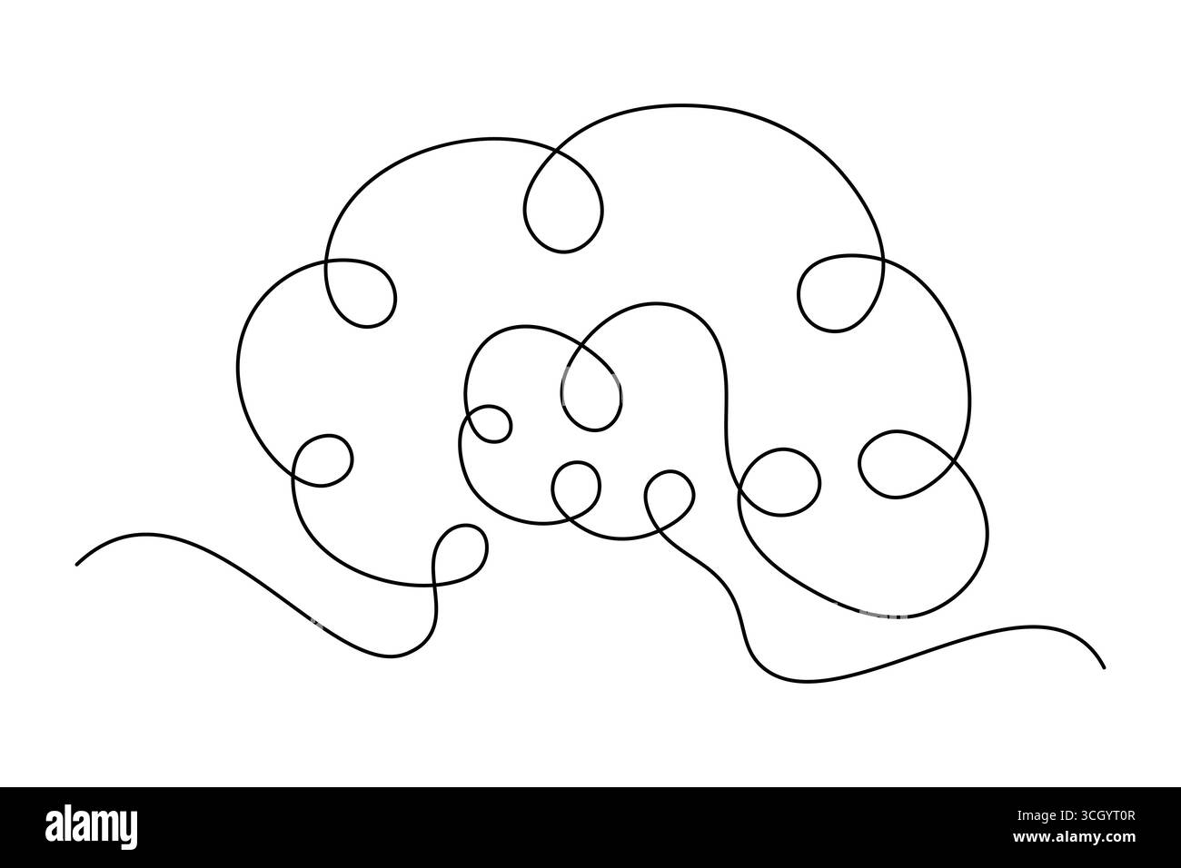 Abstrait Human Brain One Line Art Vector Creative Minimalist Continuous Drawing Design. illustration Illustration de Vecteur