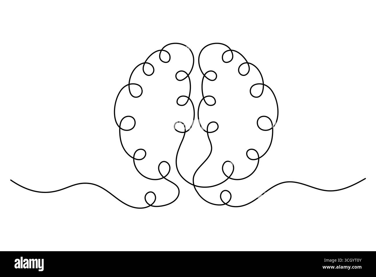 Abstrait Human Brain One Line Art Vector Creative Minimalist Continuous Drawing Design. illustration Illustration de Vecteur