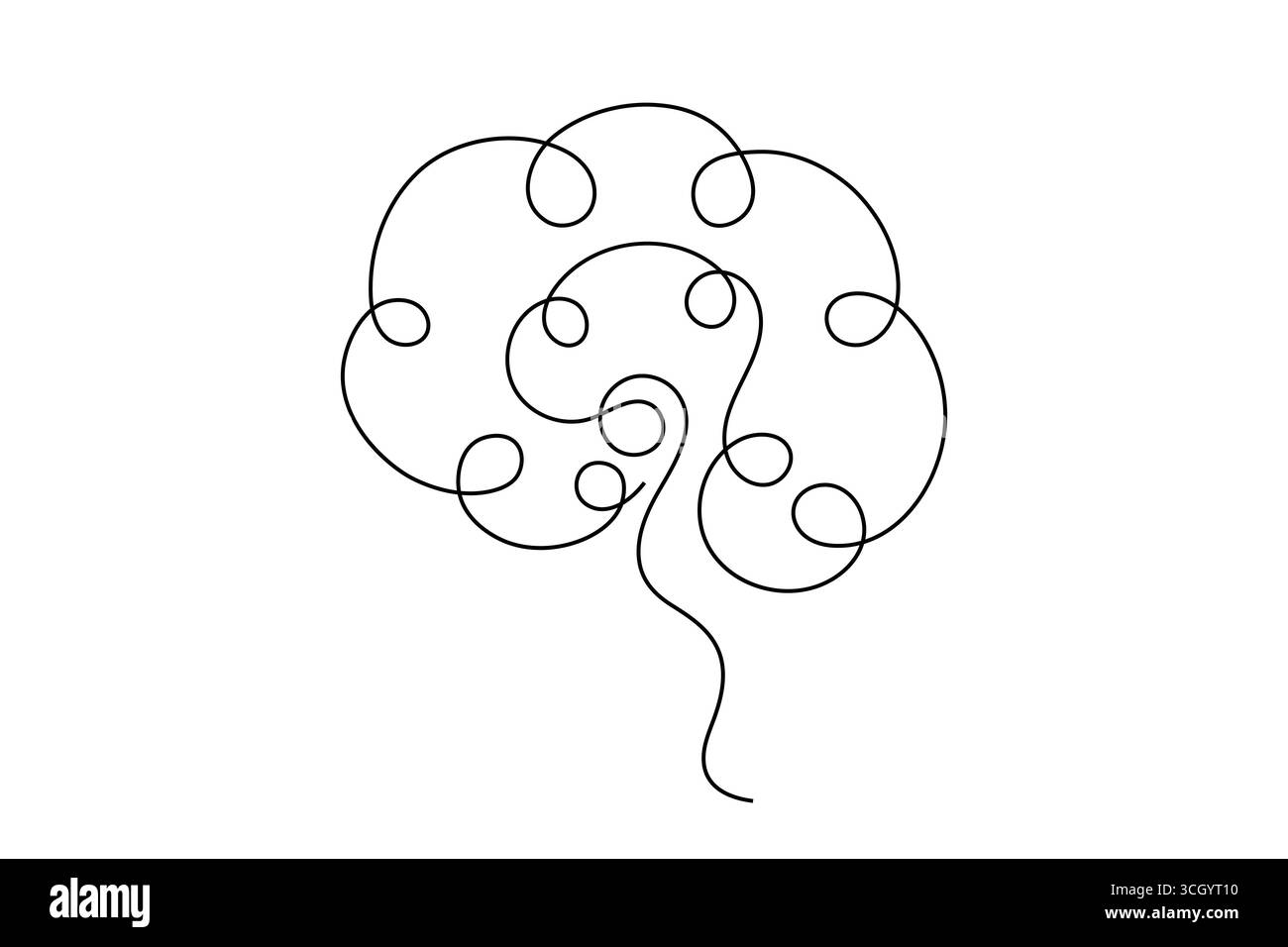 Abstrait Human Brain One Line Art Vector Creative Minimalist Continuous Drawing Design. illustration Illustration de Vecteur