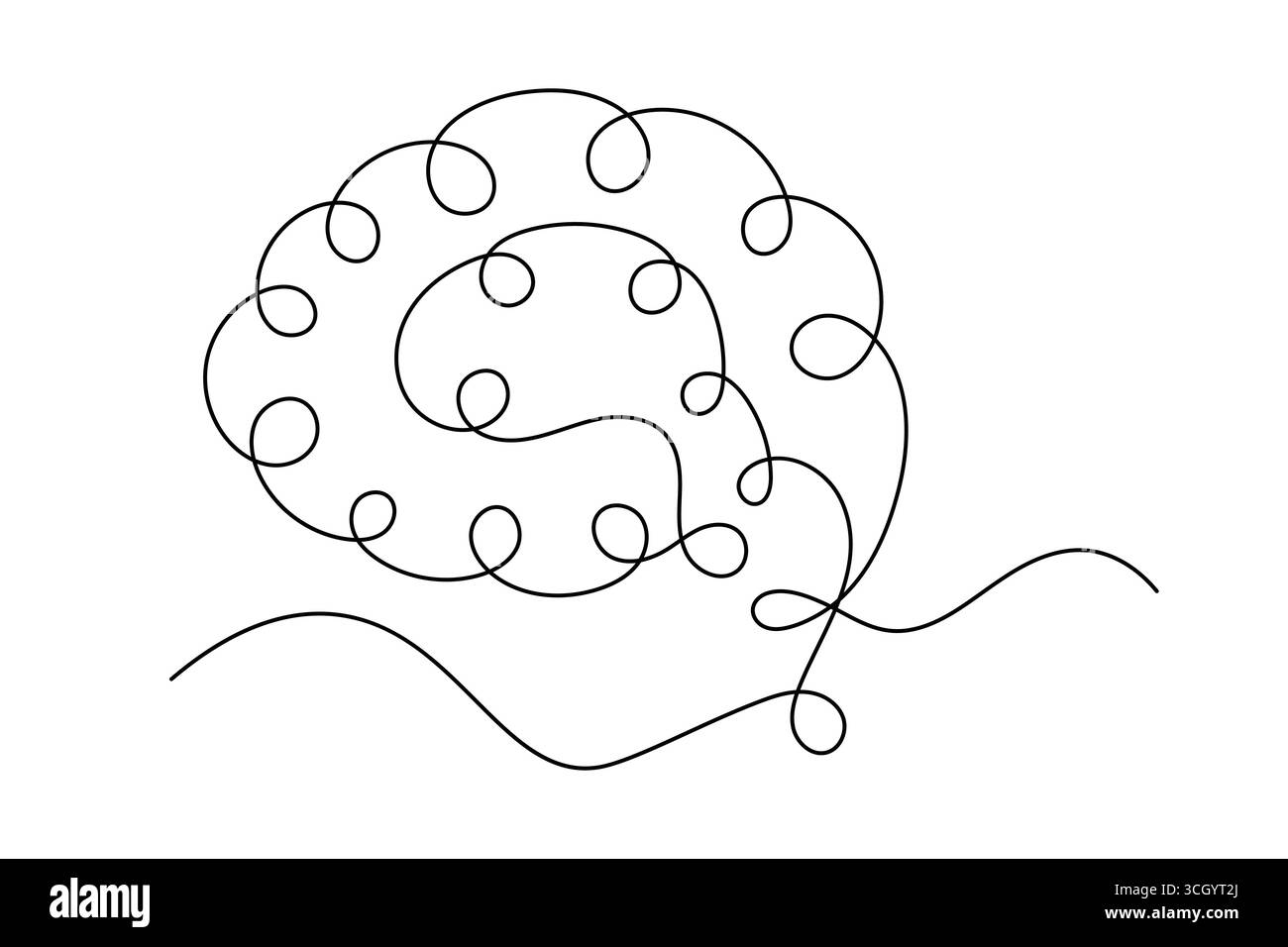 Abstrait Human Brain One Line Art Vector Creative Minimalist Continuous Drawing Design. illustration Illustration de Vecteur