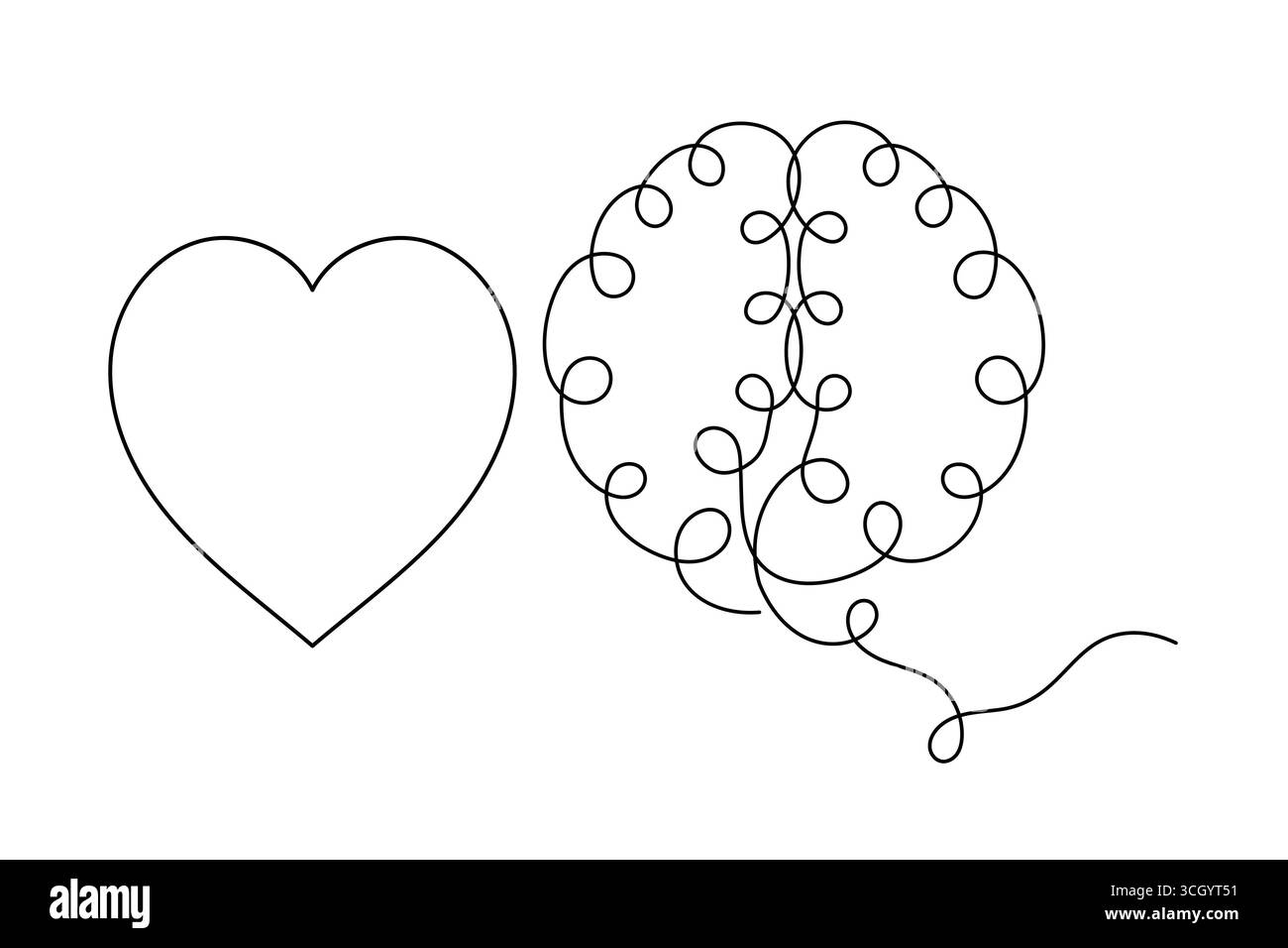 Abstrait Human Brain One Line Art Vector Creative Minimalist Continuous Drawing Design. illustration Illustration de Vecteur