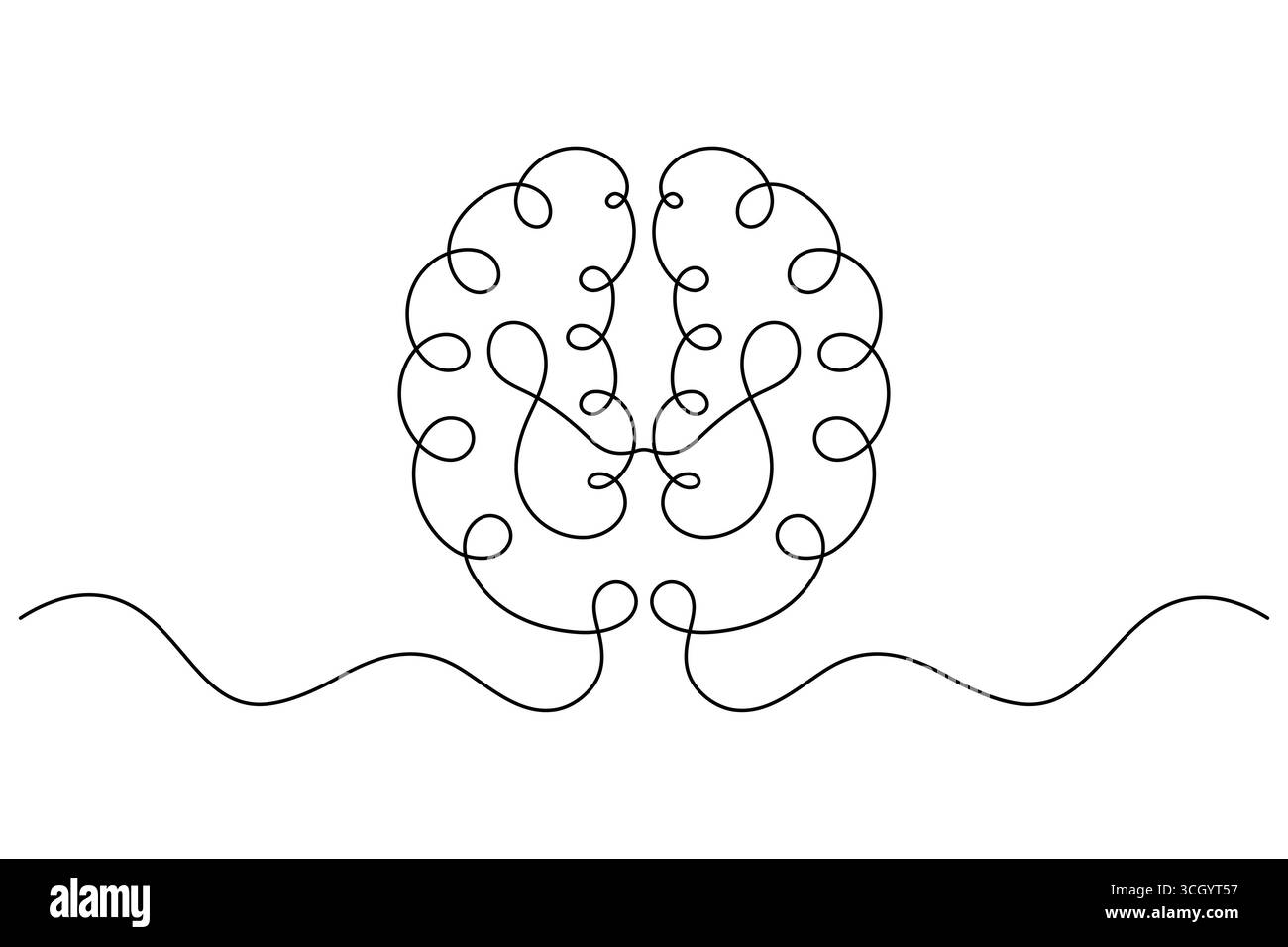 Abstrait Human Brain One Line Art Vector Creative Minimalist Continuous Drawing Design. illustration Illustration de Vecteur
