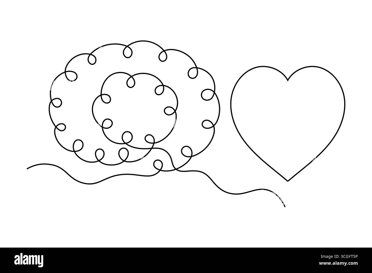 Abstrait Human Brain One Line Art Vector Creative Minimalist Continuous Drawing Design. illustration Illustration de Vecteur