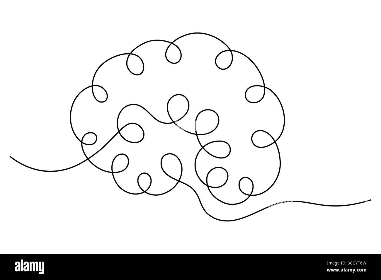 Abstrait Human Brain One Line Art Vector Creative Minimalist Continuous Drawing Design. illustration Illustration de Vecteur