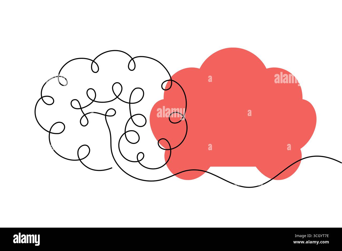 Abstrait Human Brain One Line Art Vector Creative Minimalist Continuous Drawing Design. illustration Illustration de Vecteur