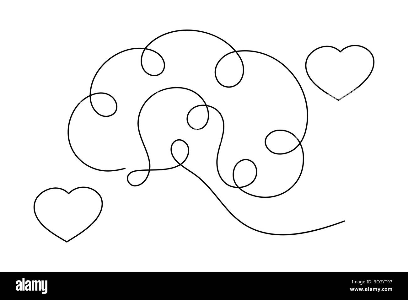 Abstrait Human Brain One Line Art Vector Creative Minimalist Continuous Drawing Design. illustration Illustration de Vecteur