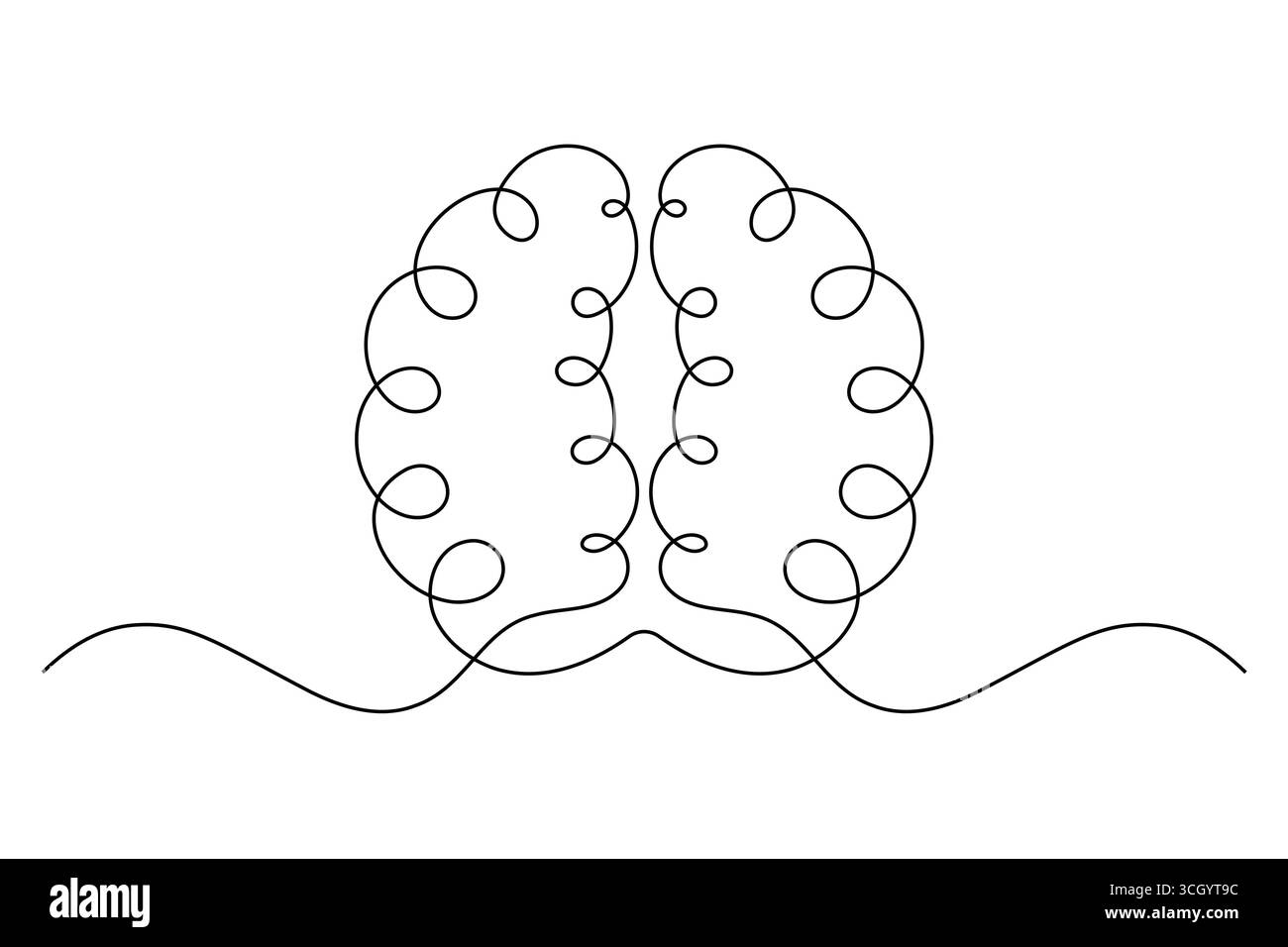 Abstrait Human Brain One Line Art Vector Creative Minimalist Continuous Drawing Design. illustration Illustration de Vecteur