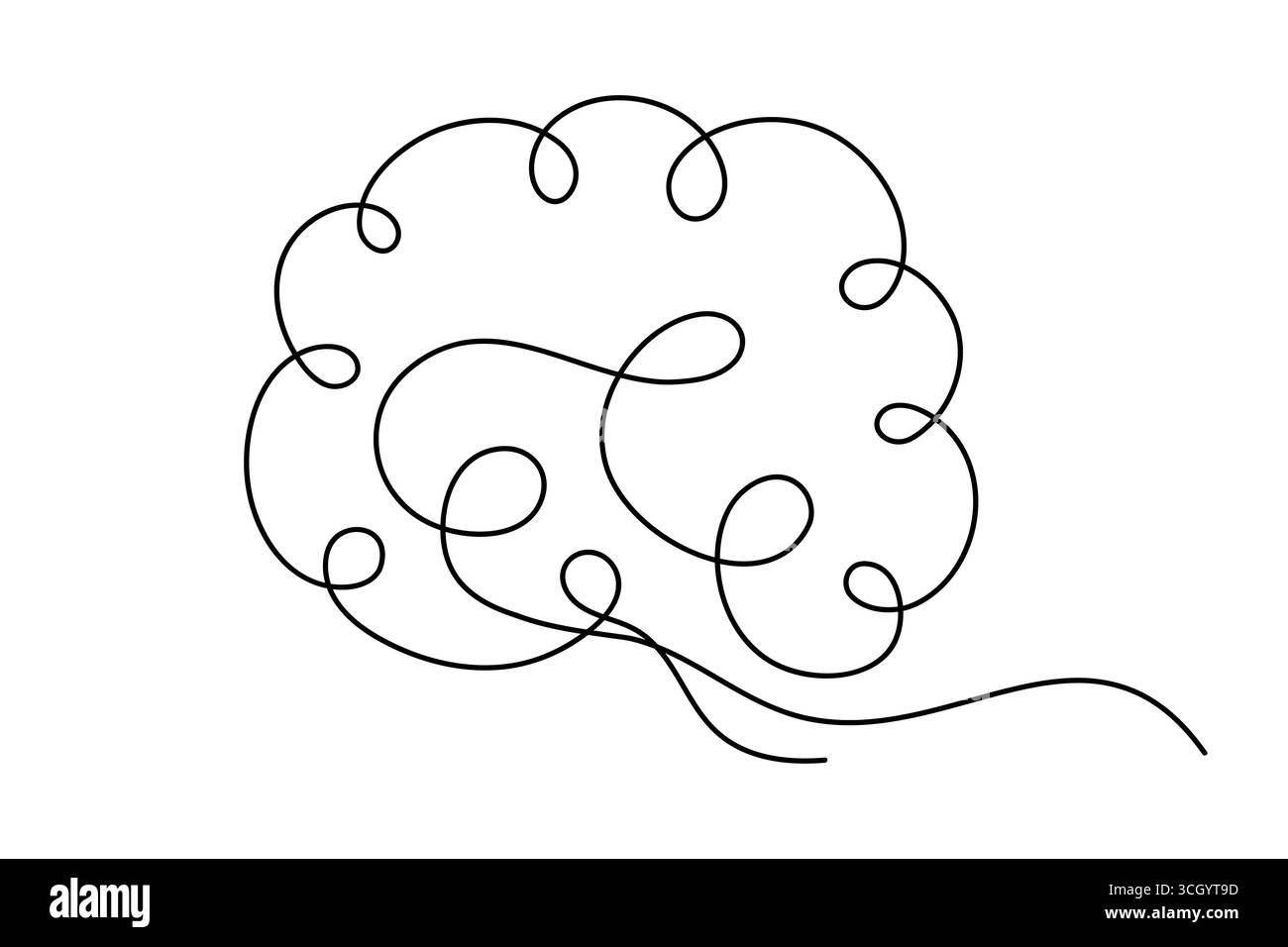 Abstrait Human Brain One Line Art Vector Creative Minimalist Continuous Drawing Design. illustration Illustration de Vecteur