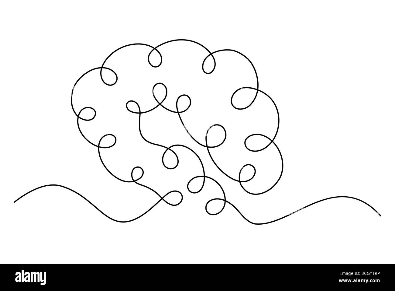 Abstrait Human Brain One Line Art Vector Creative Minimalist Continuous Drawing Design. illustration Illustration de Vecteur