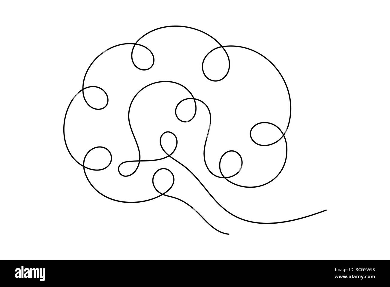 Abstrait Human Brain One Line Art Vector Creative Minimalist Continuous Drawing Design. illustration Illustration de Vecteur