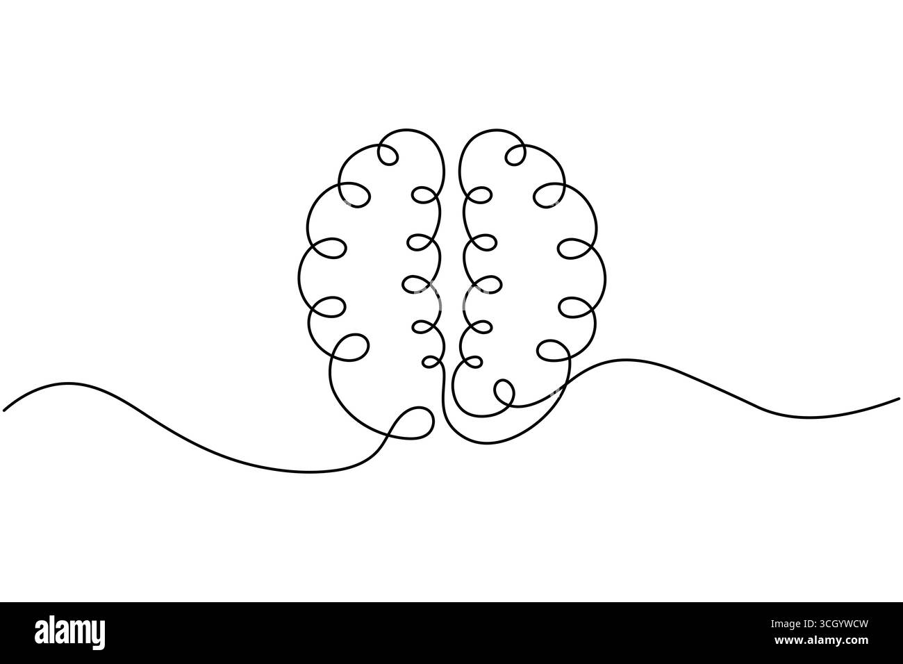 Abstrait Human Brain One Line Art Vector Creative Minimalist Continuous Drawing Design. illustration Illustration de Vecteur