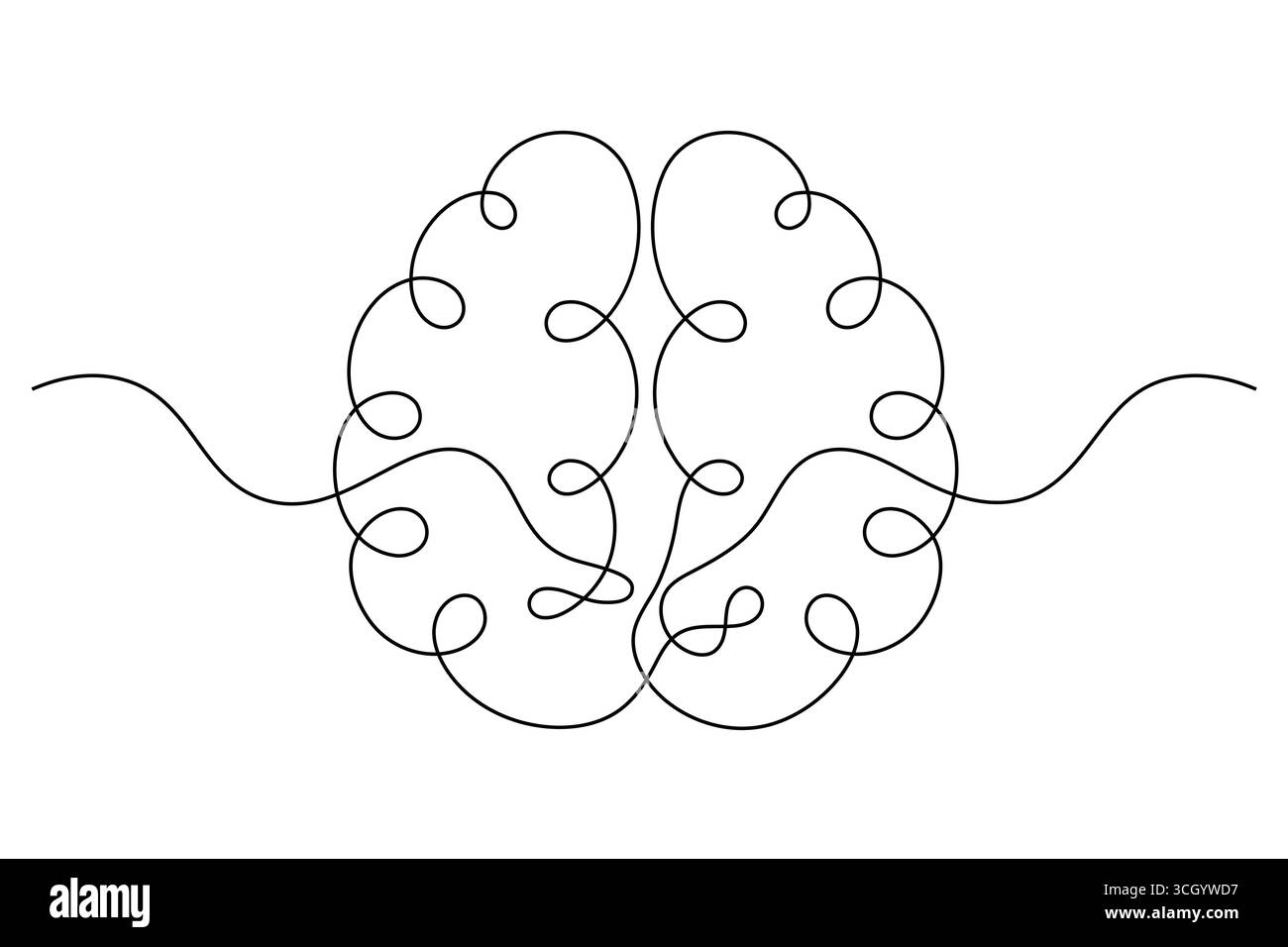 Abstrait Human Brain One Line Art Vector Creative Minimalist Continuous Drawing Design. illustration Illustration de Vecteur
