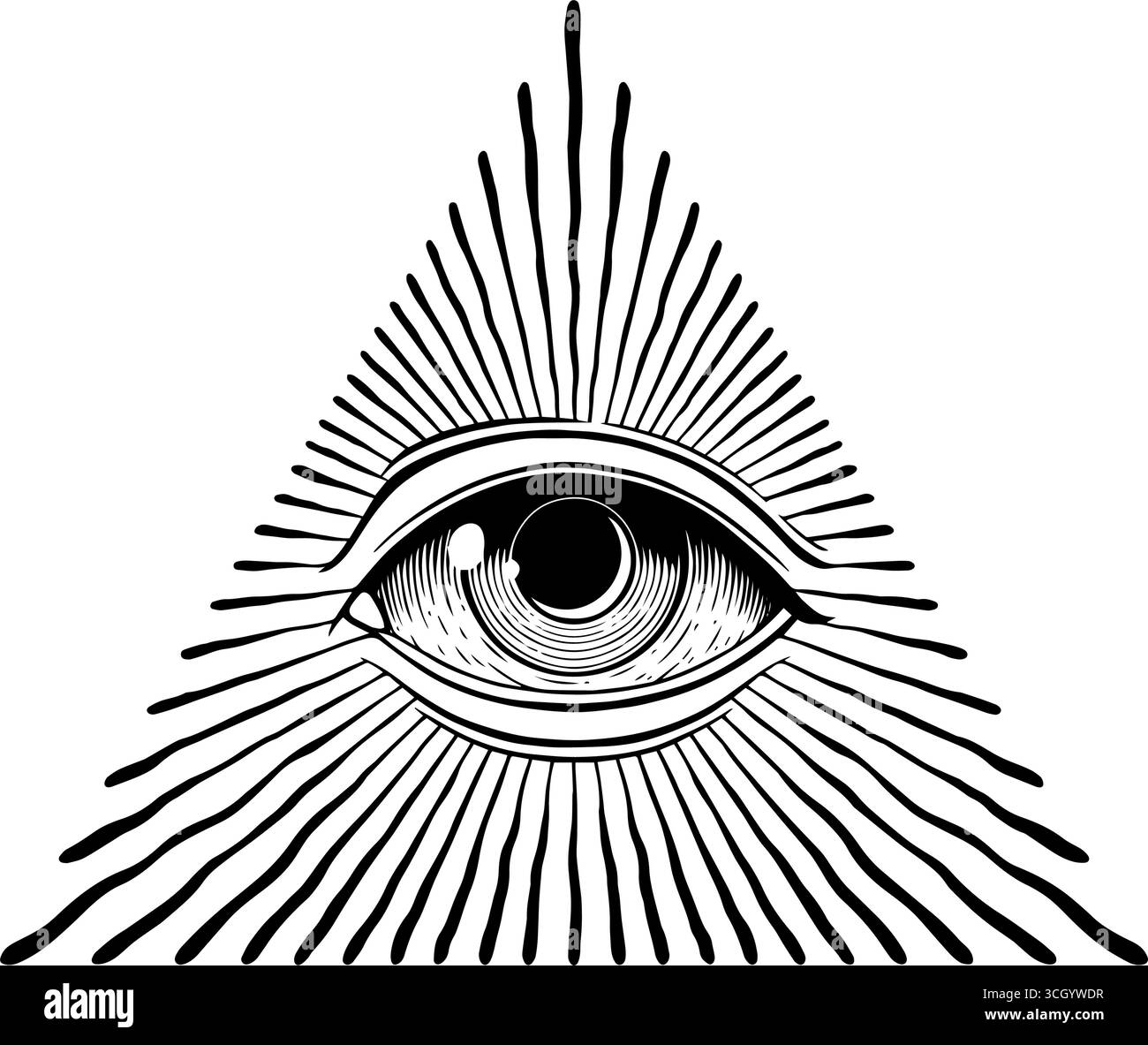 Mauvais œil magique de protection mason triangle pyramidal, tous voyant l'œil ésotérique talisman occulte Illustration de Vecteur