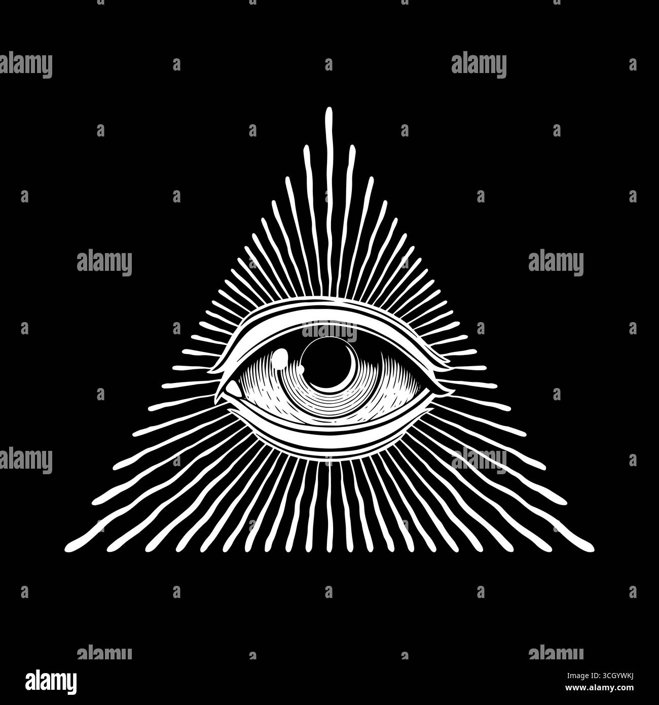 Mauvais œil magique de protection mason triangle pyramidal, tous voyant l'œil ésotérique talisman occulte Illustration de Vecteur