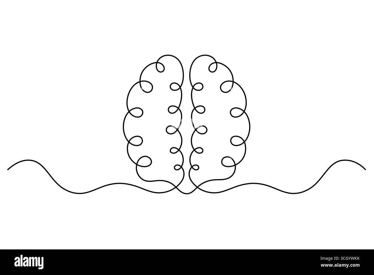Abstrait Human Brain One Line Art Vector Creative Minimalist Continuous Drawing Design. illustration Illustration de Vecteur