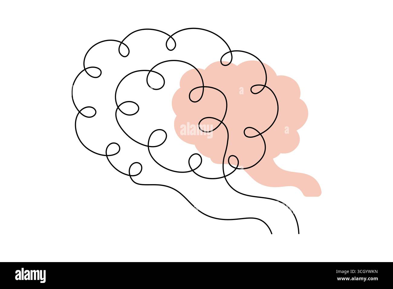 Abstrait Human Brain One Line Art Vector Creative Minimalist Continuous Drawing Design. illustration Illustration de Vecteur